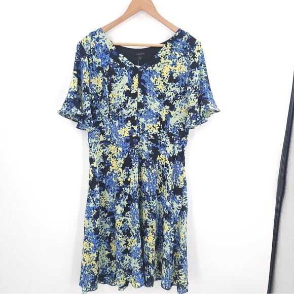 Talbots Chiffon Floral Dress Ruffle Sleeve A-Line Easter Party Womens 10 NWT - Picture 3 of 16